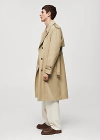 Relaxed-fit trench coat with belt