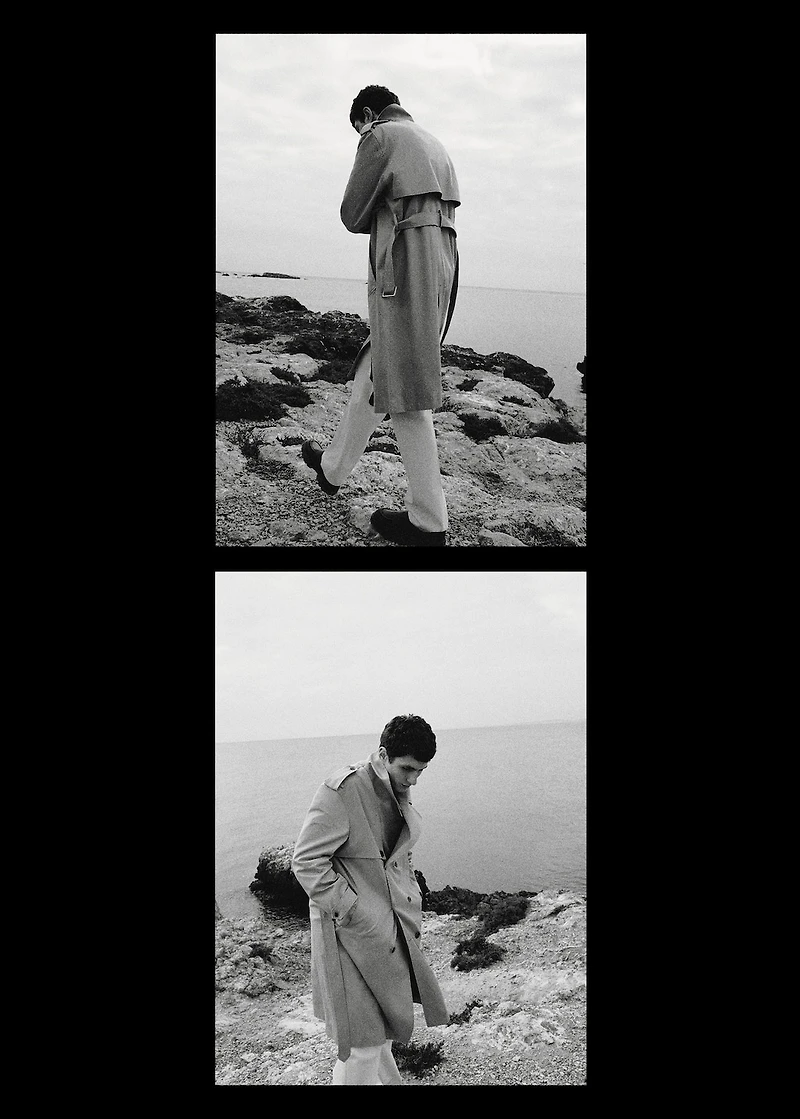 Relaxed-fit trench coat with belt