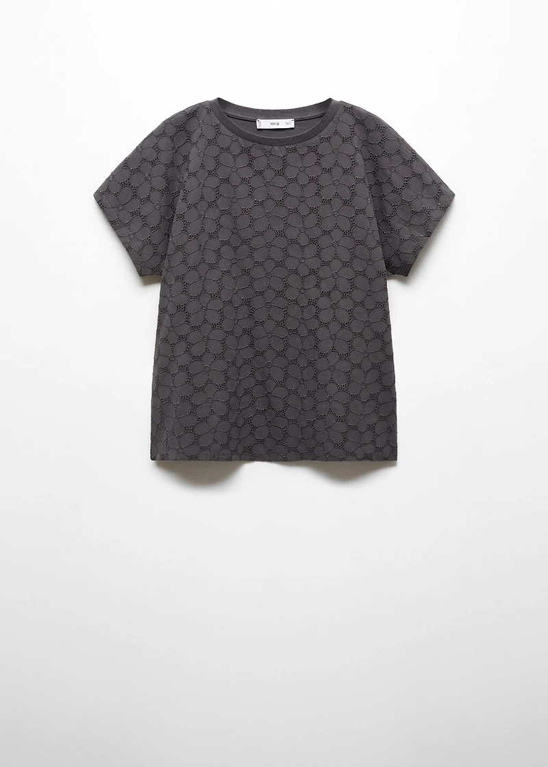 Openwork cotton-blend T-shirt