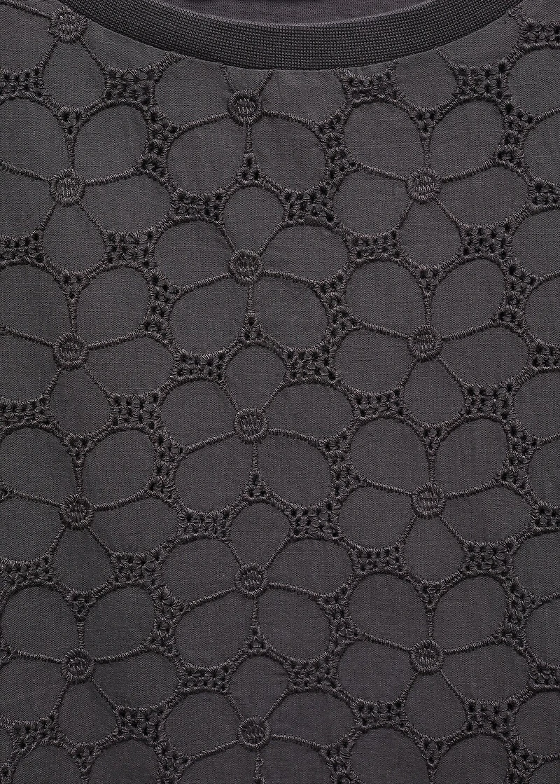 Openwork cotton-blend T-shirt