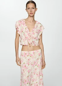 Floral blouse with bow closure