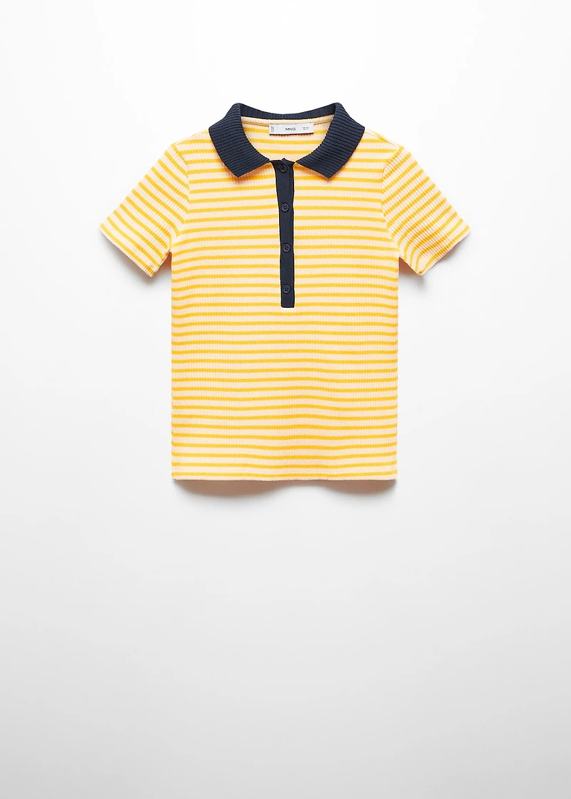 Short-sleeved striped polo shirt