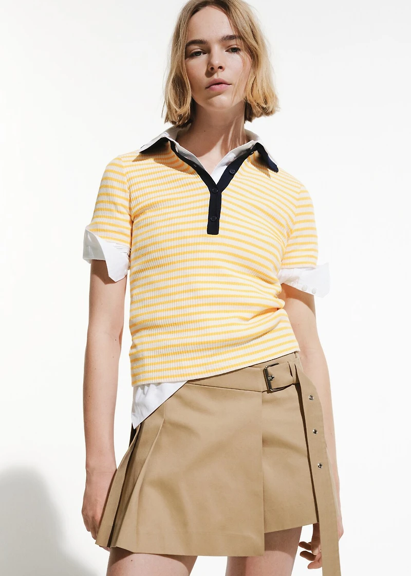 Short-sleeved striped polo shirt