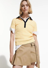 Short-sleeved striped polo shirt