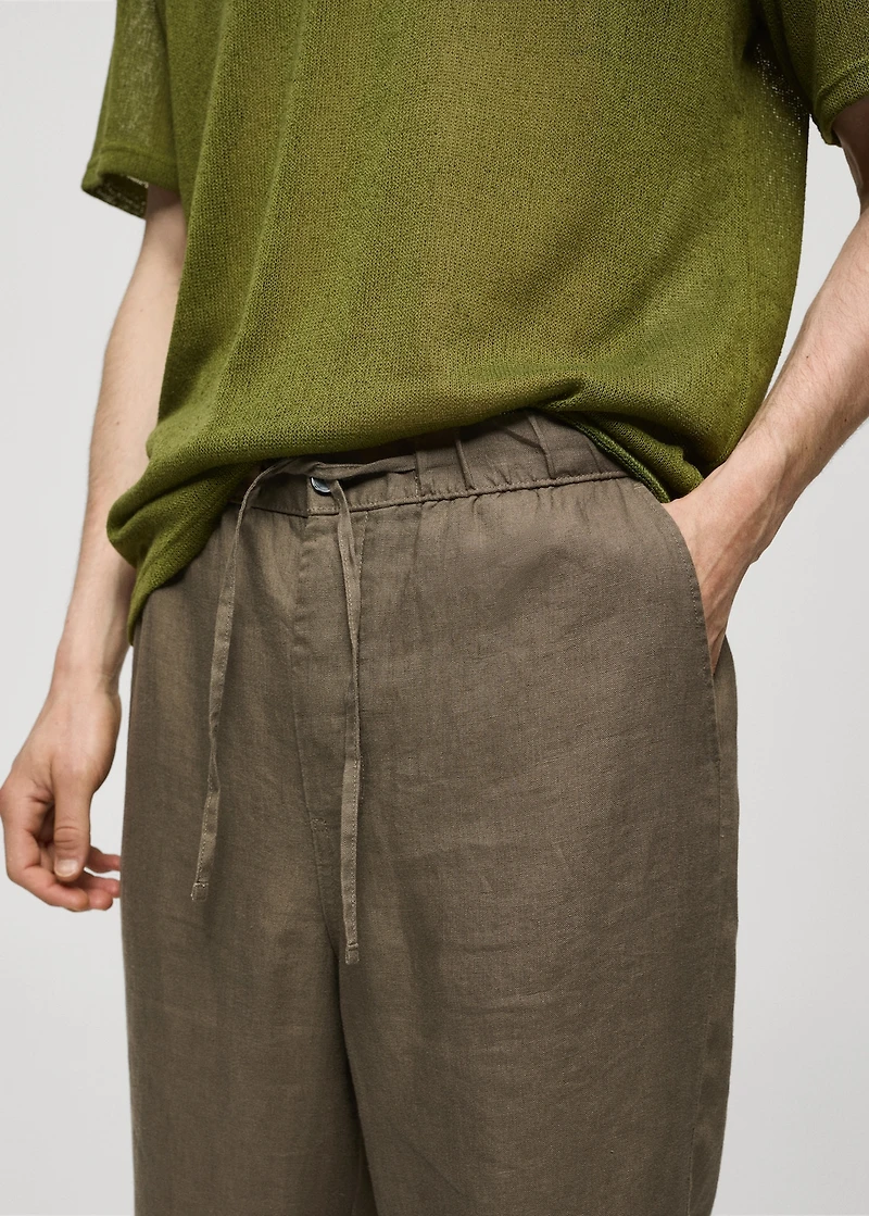100% linen pants with drawstring