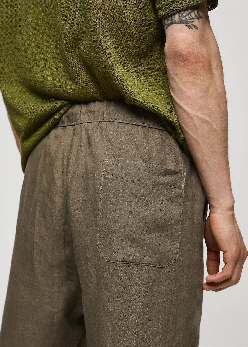 100% linen pants with drawstring