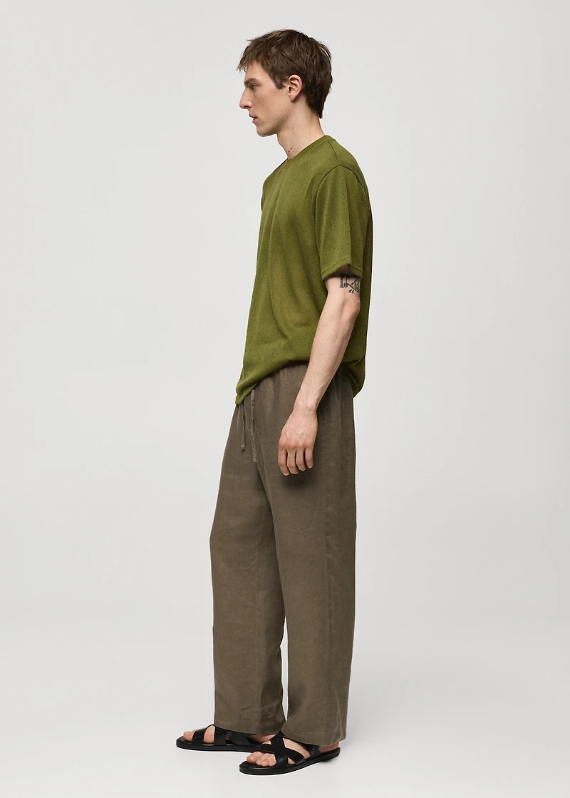 100% linen pants with drawstring