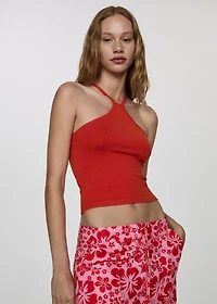 Halter-neck knitted top