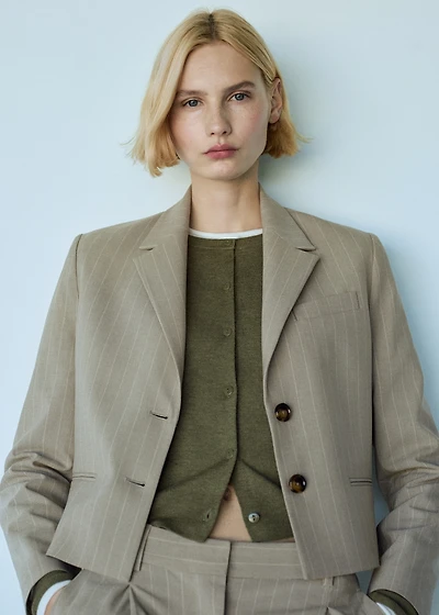 Cropped pinstripe blazer