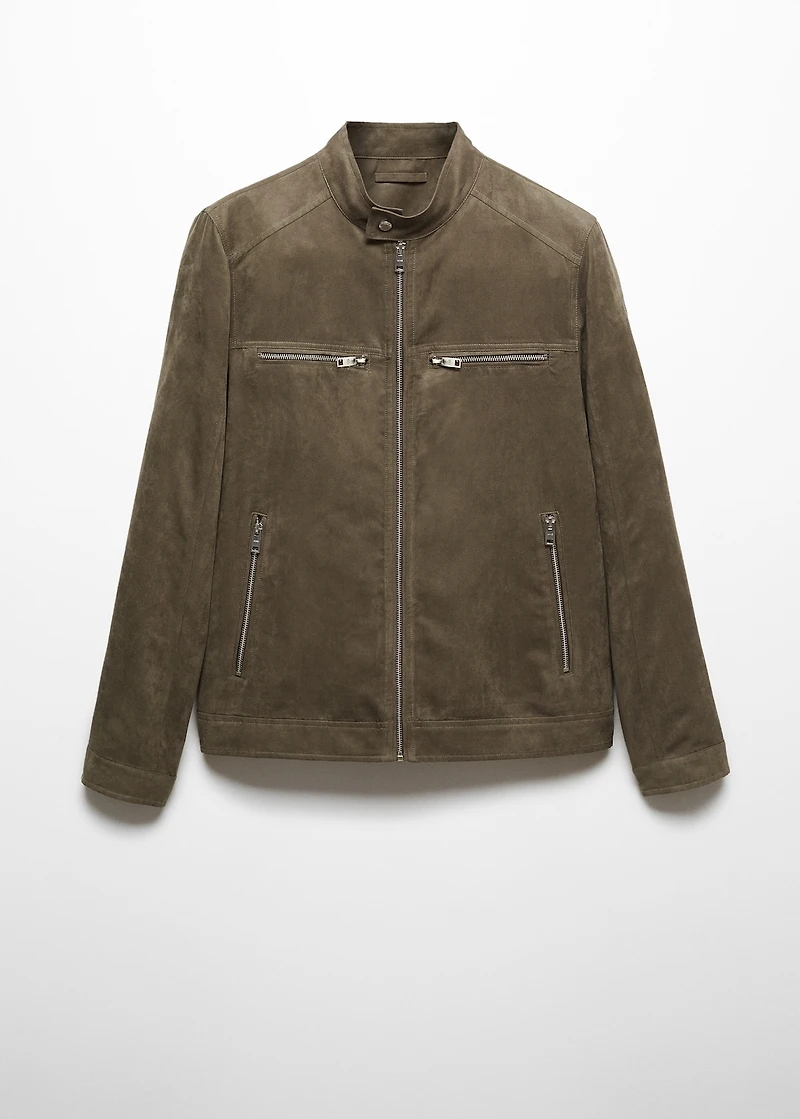 Suede-effect jacket with zip