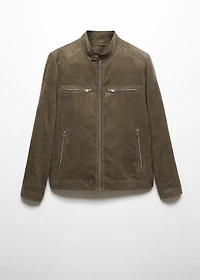Suede-effect jacket with zip