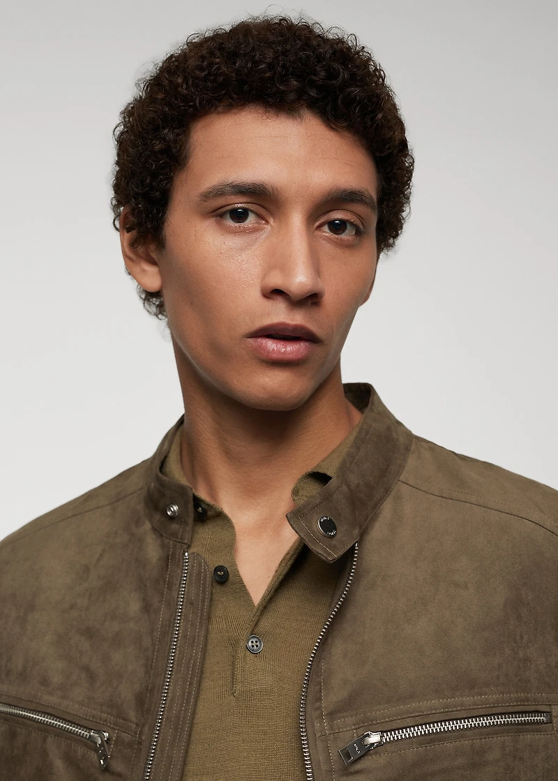 Suede-effect jacket with zip