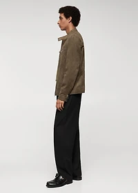 Suede-effect jacket with zip