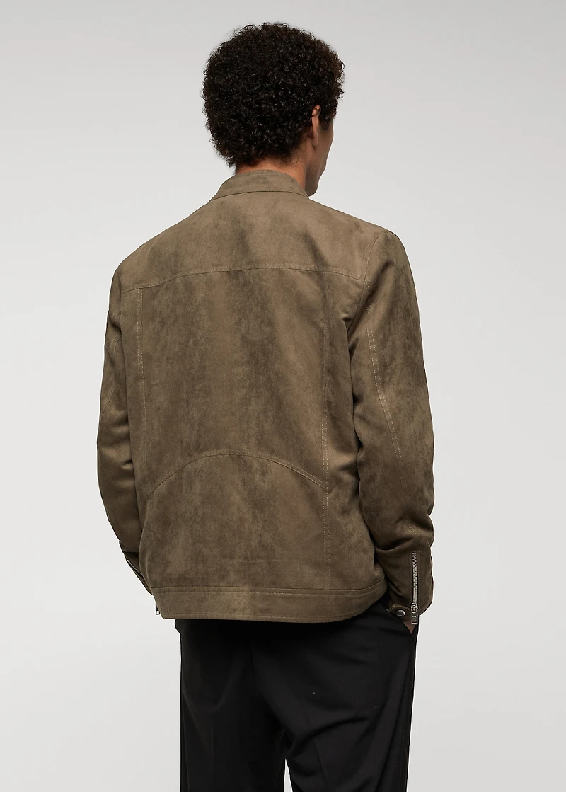 Suede-effect jacket with zip