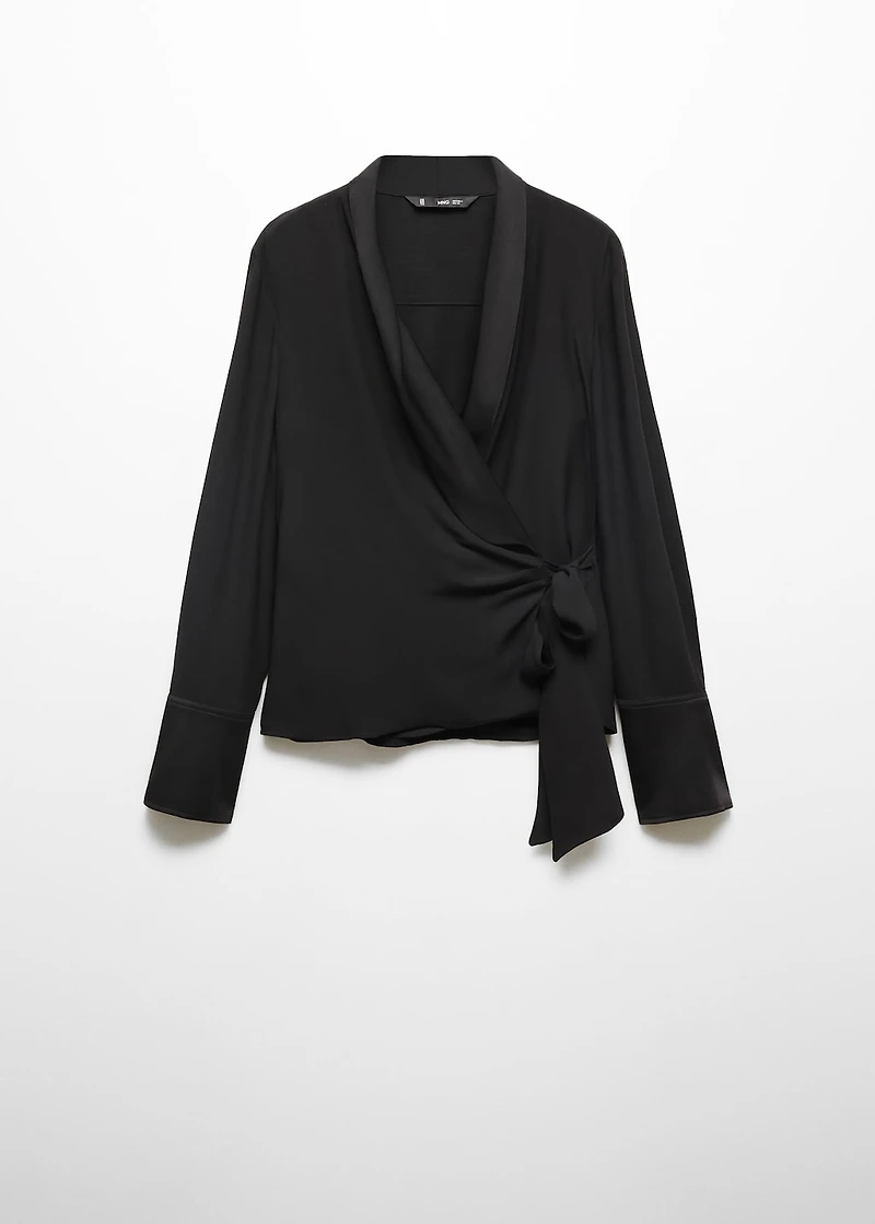 Double-breasted blouse with bow