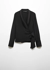 Double-breasted blouse with bow