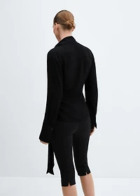 Double-breasted blouse with bow