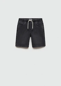Elastic waist denim Bermuda shorts
