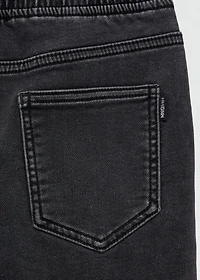 Elastic waist denim Bermuda shorts