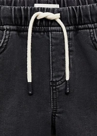 Elastic waist denim Bermuda shorts