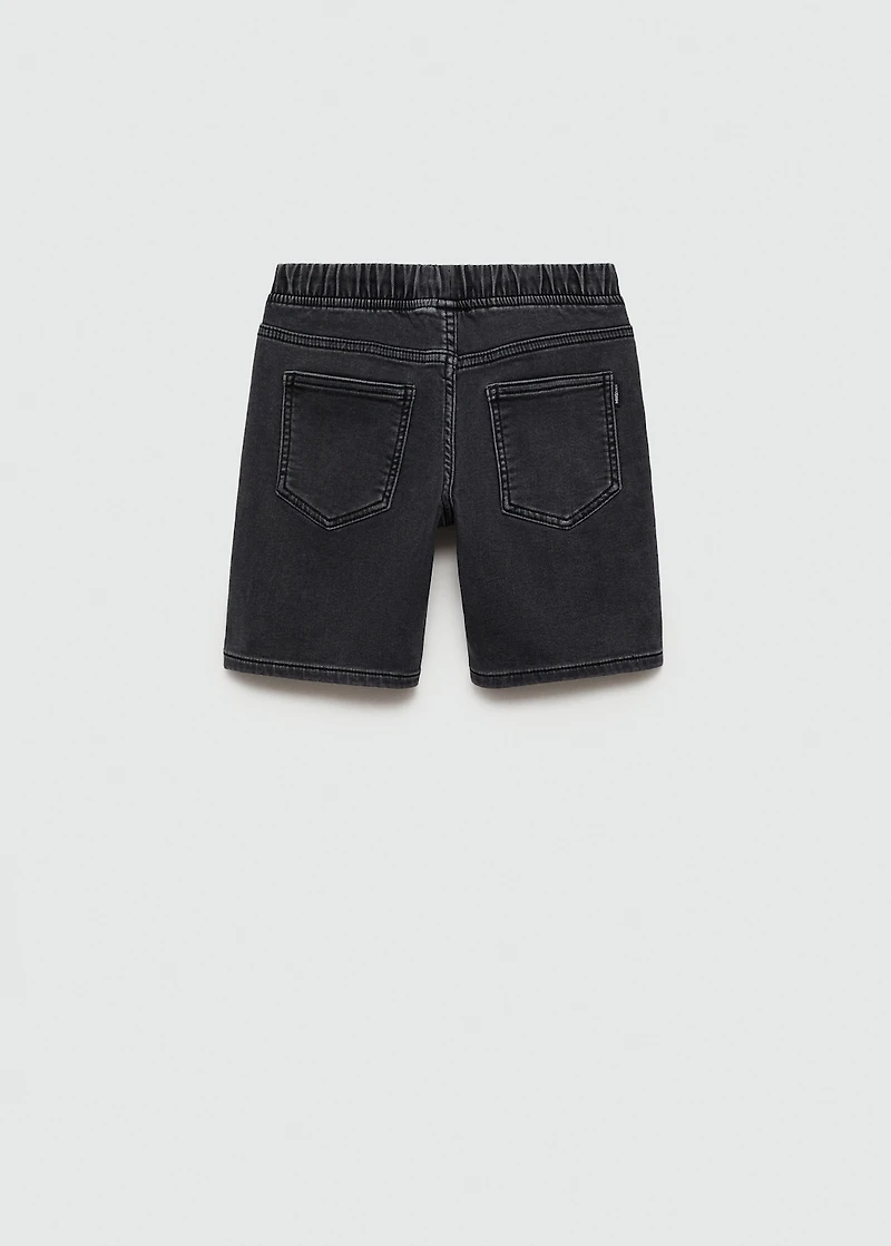 Elastic waist denim Bermuda shorts