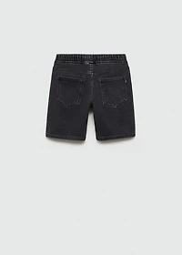 Elastic waist denim Bermuda shorts