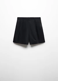 Linen-blend Bermuda plated shorts