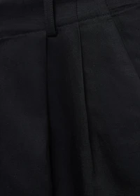 Linen-blend Bermuda plated shorts