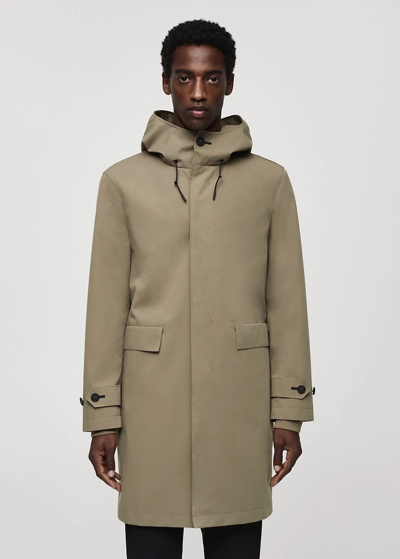 Water-repellent hooded barn jacket