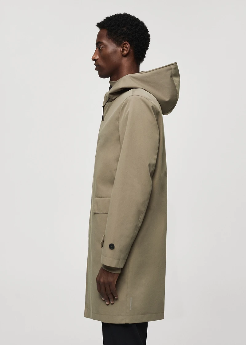 Water-repellent hooded barn jacket