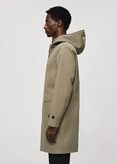 Water-repellent hooded barn jacket