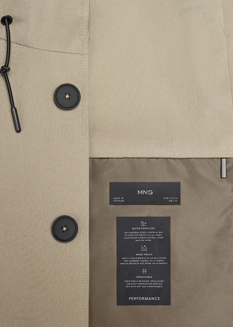 Water-repellent hooded barn jacket