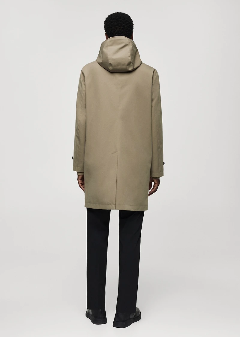 Water-repellent hooded barn jacket