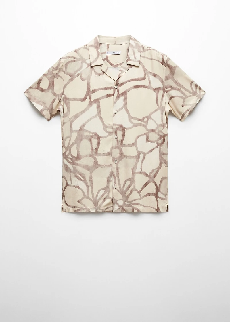 Printed flowing shirt with bowling collar