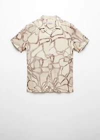 Printed flowing shirt with bowling collar