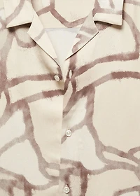 Printed flowing shirt with bowling collar
