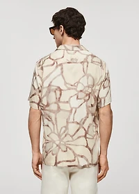 Printed flowing shirt with bowling collar
