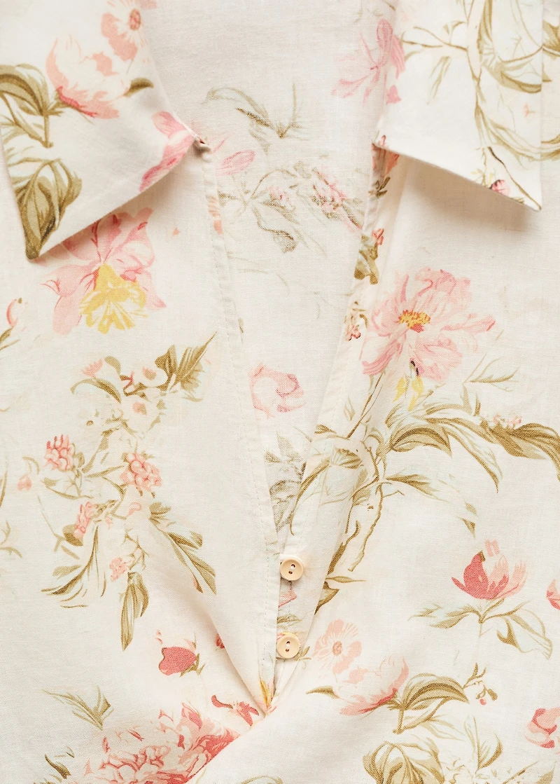 Floral linen-blend blouse