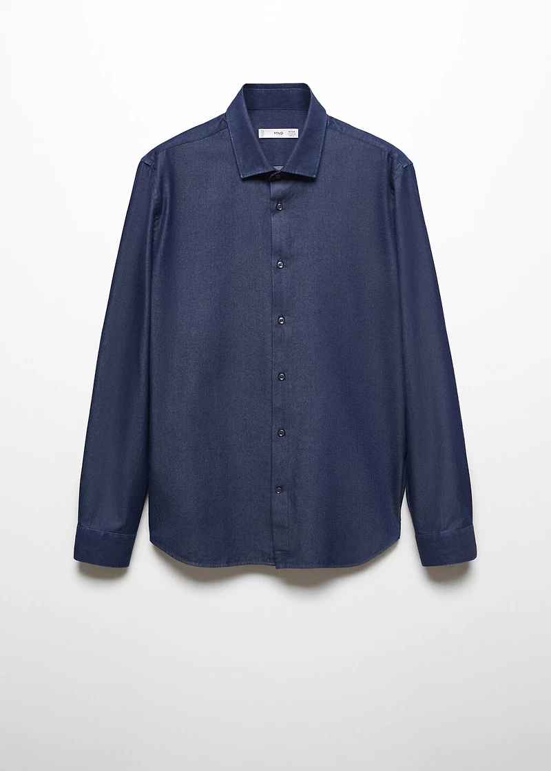 Regular-fit cotton chambray shirt