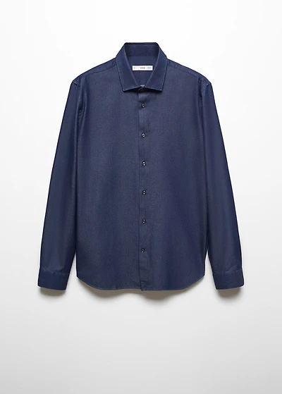Regular-fit cotton chambray shirt