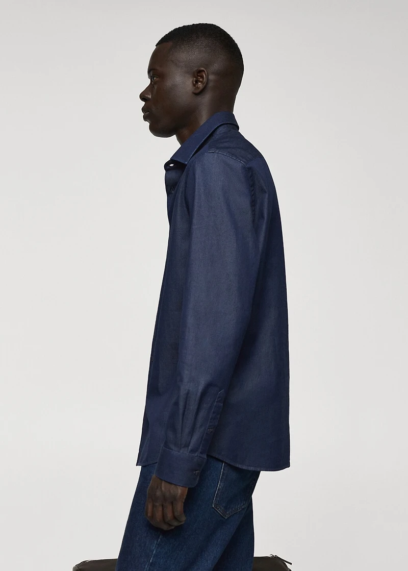 Regular-fit cotton chambray shirt