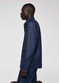 Regular-fit cotton chambray shirt