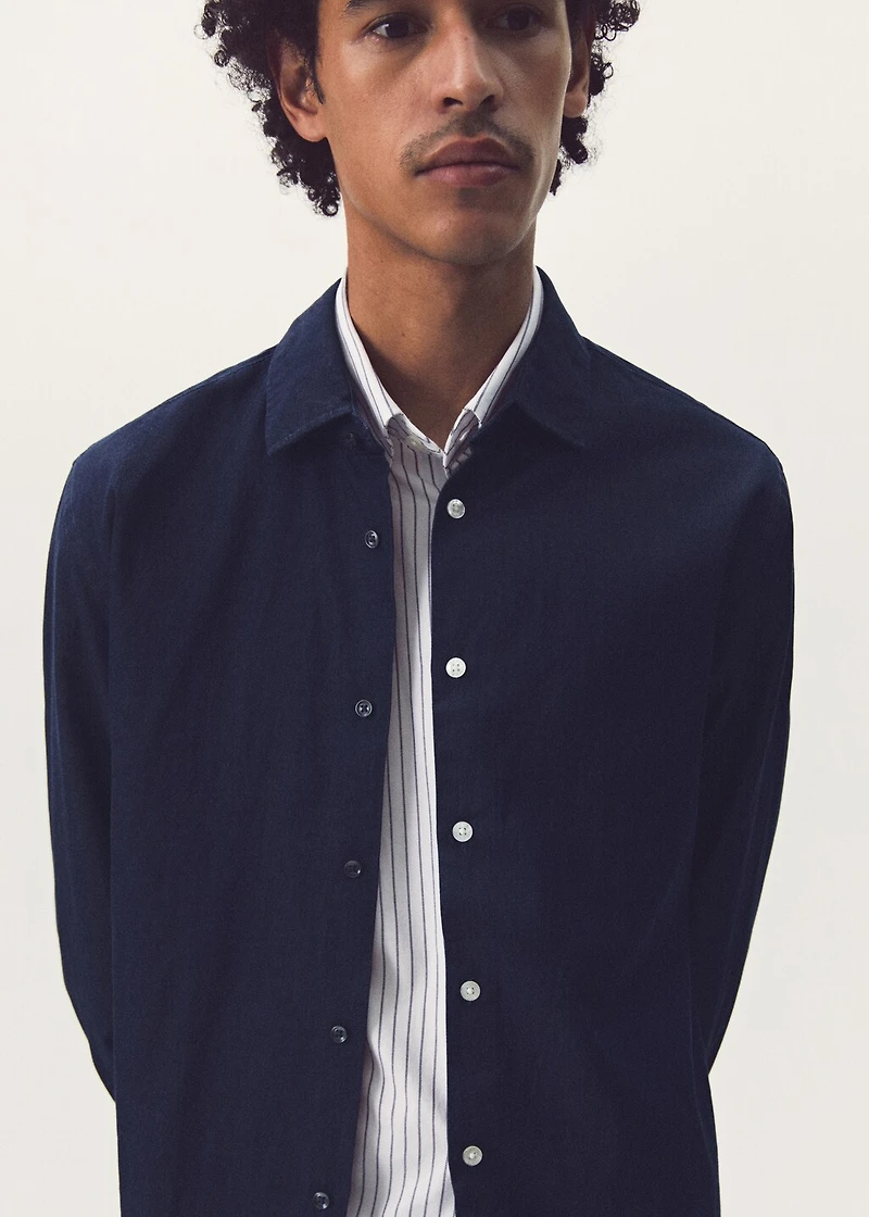 Regular-fit cotton chambray shirt