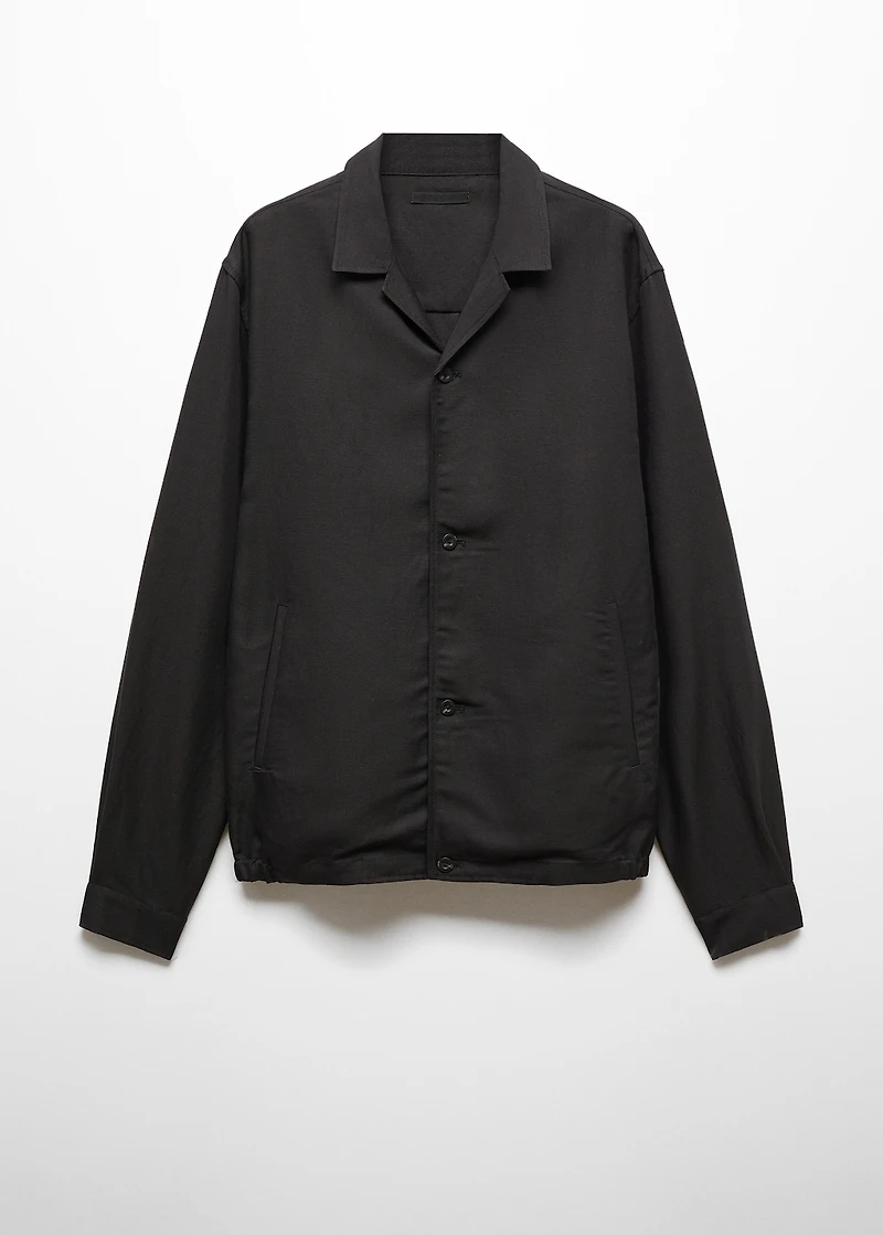 Slim-fit linen-blend overshirt