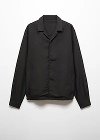 Slim-fit linen-blend overshirt