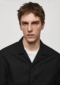 Slim-fit linen-blend overshirt