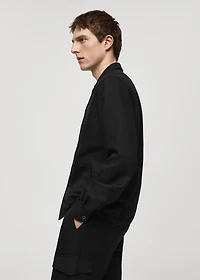 Slim-fit linen-blend overshirt