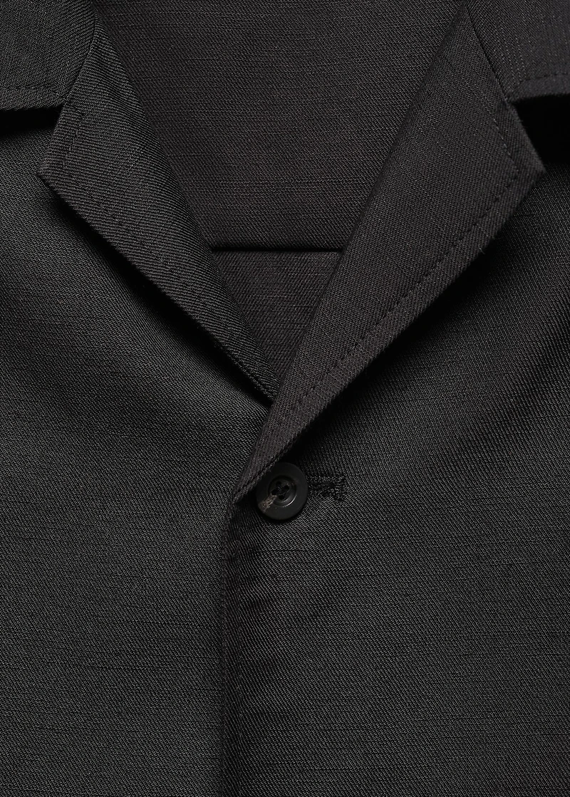 Slim-fit linen-blend overshirt