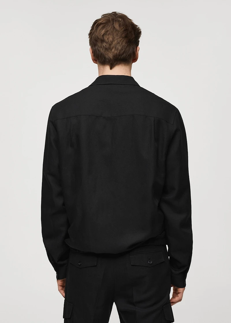 Slim-fit linen-blend overshirt