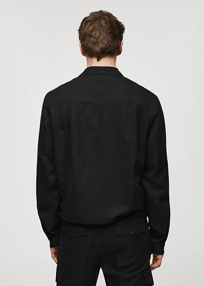 Slim-fit linen-blend overshirt